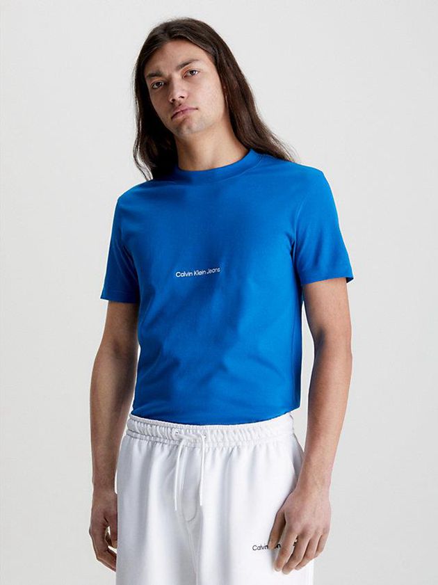 Calvin Klein USA Slim Logo Mens T-Shirt Blue 0897564-XA